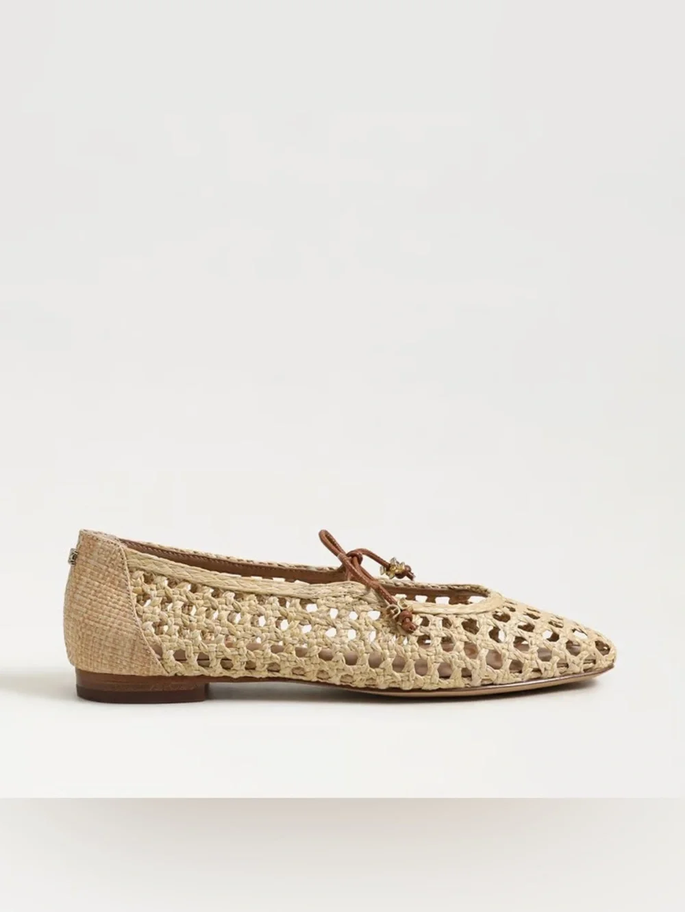SAM EDELMAN MARCIE BALLET FLATS IN BLEACHED BEECHWOOD TAN WEAVE 8.5
